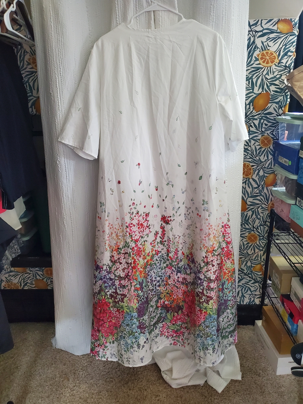 White Floral Gradient Sleeveless Dress And Matching Duster, Silky - Picture 8 of 9